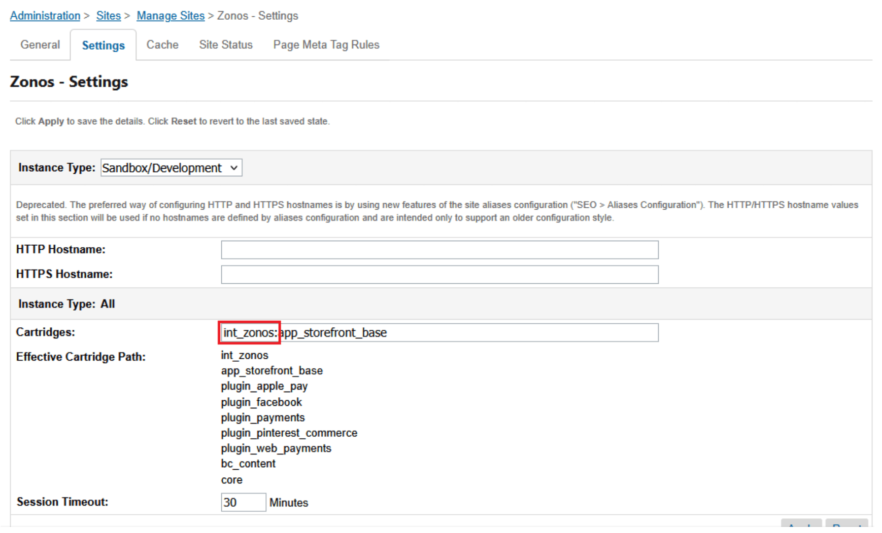 Cartridge path example